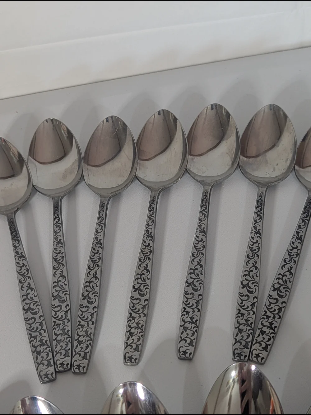 Vintage Corsican Stainless Steel Japan Flatware Set 36 Pc Floral Scroll MCM